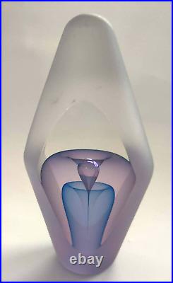Youghiogheny Art Glass Paperweight Obelisk Purple Blue Illusion 5 8/10 Tall