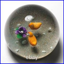 Ysart Ducks and Flower on Pond Paperweight Signed with label Paul Ysart