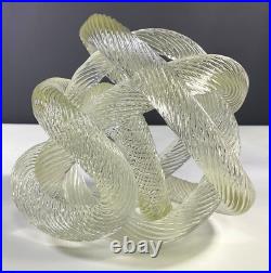 Zanetti Murano Twisted Rope Infinity Knot Art Glass Paperweight VTG 70's