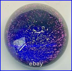 Zellique Studio Hand Blown Art Glass Paperweight Metallic Mystical Blue/Purple